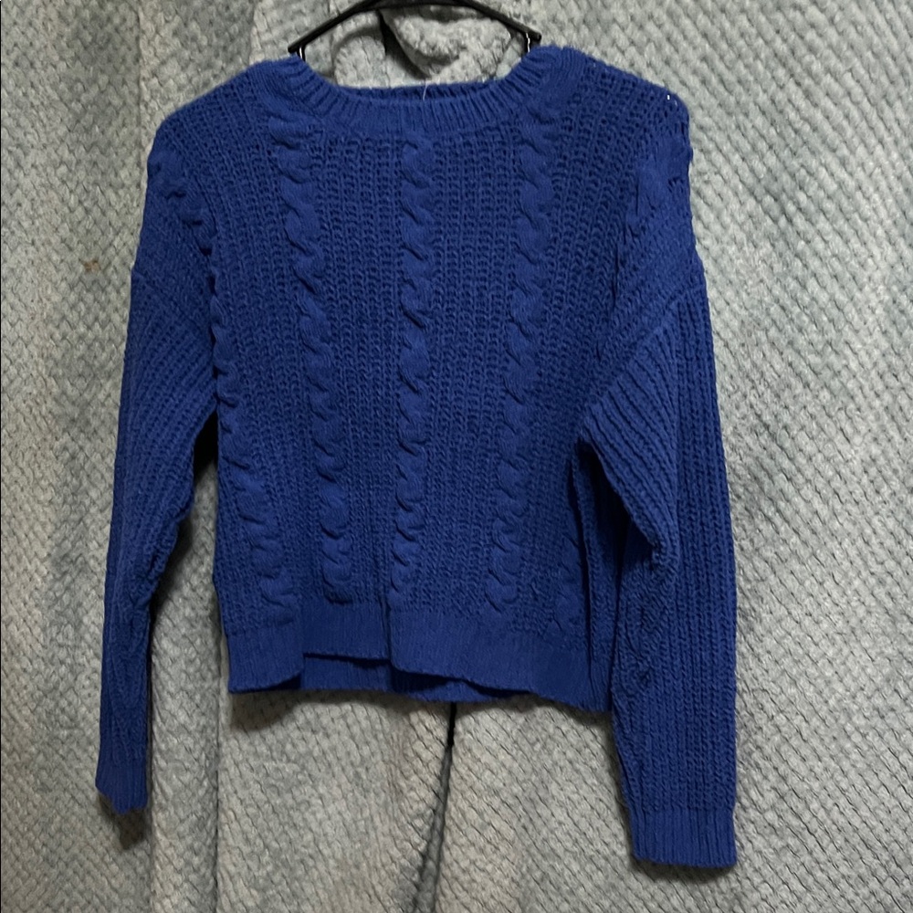 Blue Cable Knit Sweater